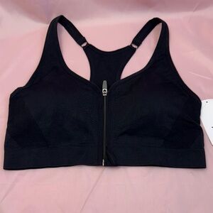 Xersion Black Zip-Front Sports Bra